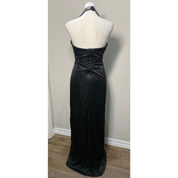Vintage 90s Y2K Charlotte Russe‎ Long Maxi Dress Halter Whimsygoth Prom Black M - Picture 8 of 13
